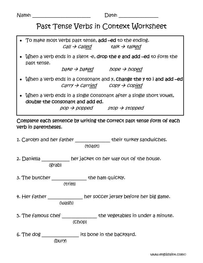 Identifying Past Tense Verbs Worksheet for Grade 4 Worksheet for fourth graders focused on identifying past tense verbs in sentences