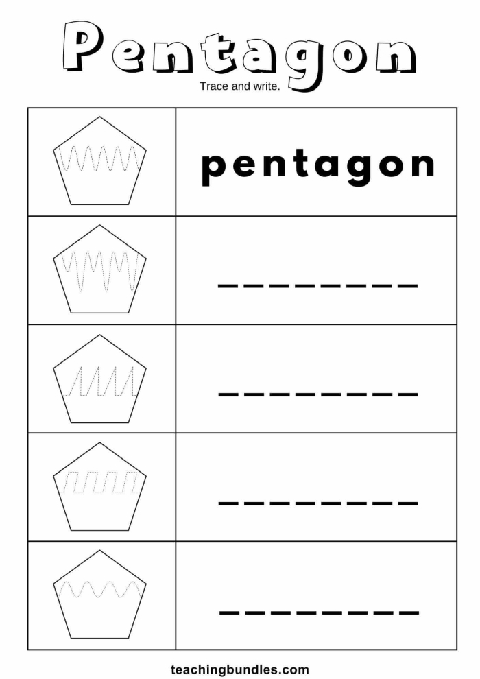 Educational resource for calculating the perimeter of pentagons Worksheet featuring Pentagon Perimeter Practice for fourth graders
