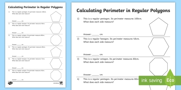Fourth grade students solving polygon perimeter word problems using a four-step method to find the distance around shapes