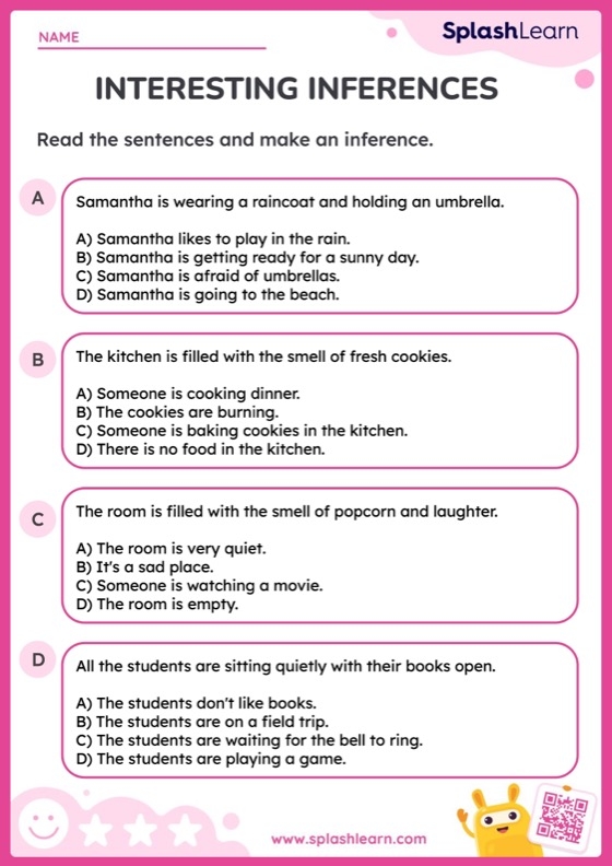 Worksheet for Picture This Inference, designed to boost reading comprehension in fourth-grade students through engaging imagery. Image of students engaged in the Picture This Inference worksheet, enhancing their reading skills through visual cues. Fourth-grade learners practice emotional intelligence and inference-making with this fun resource.