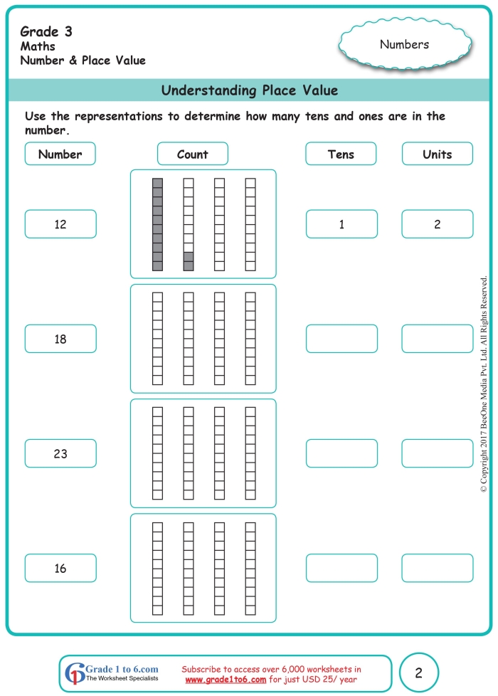 Fourth grade student solving seven number building challenges on a place value scramble worksheet