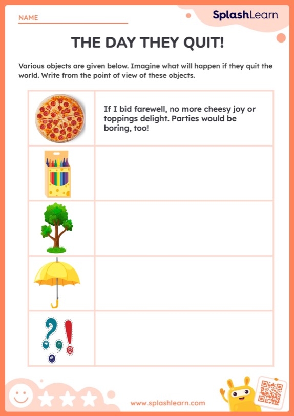 Fourth grade student completing a point of view algebra and literacy practice worksheet