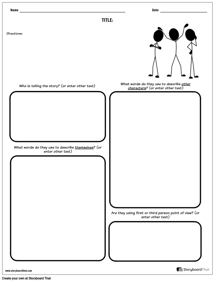 Point of View worksheet for fourth graders focusing on identifying narrative perspectives