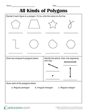 All Kinds of Polygons math challenge for fourth grade students Engaging worksheet for fourth graders to explore various polygons