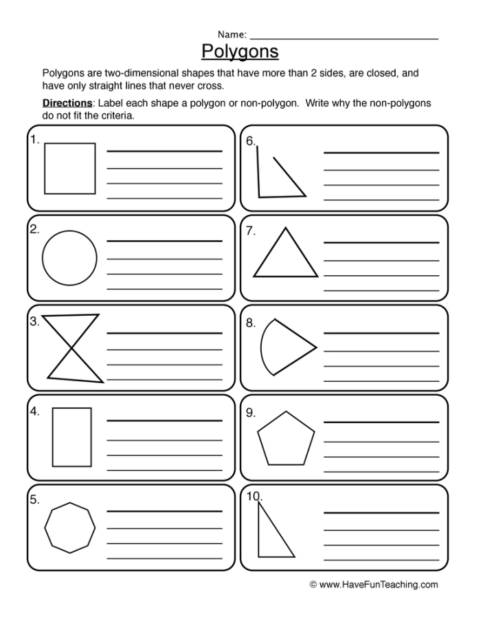 Engaging math challenge worksheet featuring various types of polygons All Kinds of Polygons worksheet for fourth graders to enhance their geometry skills