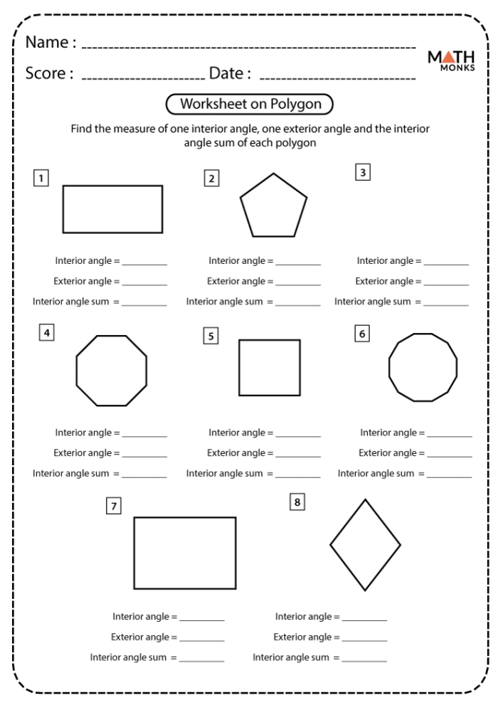 Engaging All Kinds of Polygons worksheet for students Worksheet featuring various polygons for fourth-grade math practice