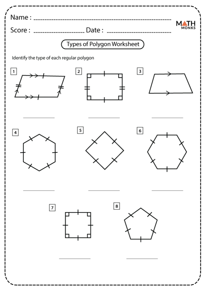 All Kinds of Polygons fun challenge worksheet for students Worksheet featuring various polygons for fourth-grade math review