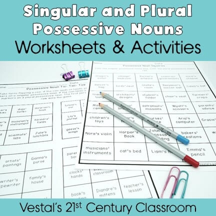 Singular and Plural Possessives Worksheet 19 Fourth grade students practicing singular and plural possessive noun rules on a grammar worksheet
