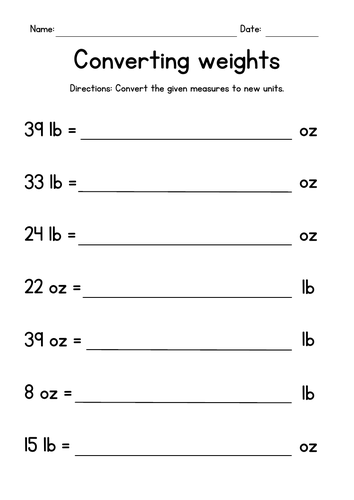 Fourth grade math worksheet showing Easter-themed problems for converting between pounds and ounces