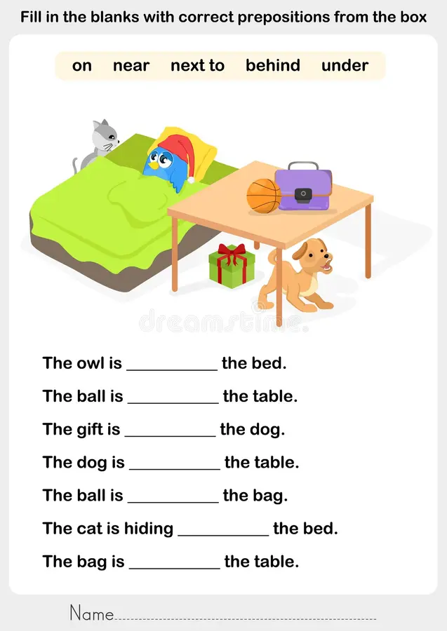 Engaging preposition worksheet for fourth grade students Worksheet for fourth graders focusing on prepositions of place and grammar skills