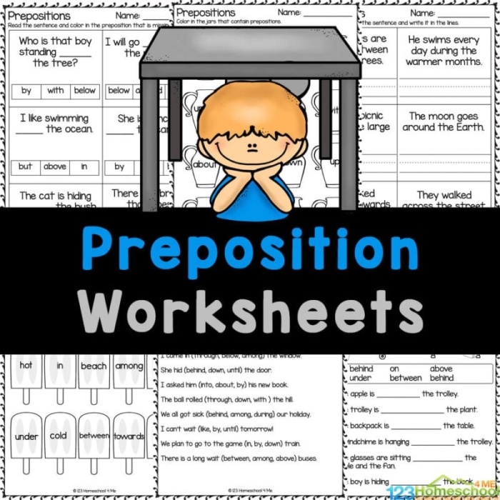 Preposition practice worksheet for fourth grade students Worksheet for fourth graders focusing on understanding prepositions of place
