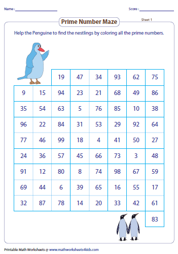 Engaging prime number maze activity for students to enhance their math skills Worksheet for identifying prime numbers in a maze format for fourth graders