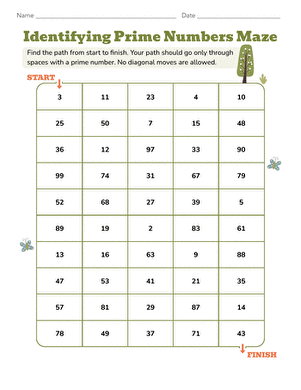 Engaging prime number maze activity for students to practice their math skills A colorful maze worksheet for fourth graders focused on identifying prime numbers