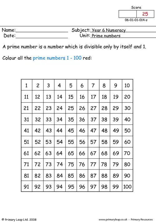 Exploring prime numbers through problem-solving in a fractions worksheet Worksheet featuring equations to identify prime numbers for fourth grade students