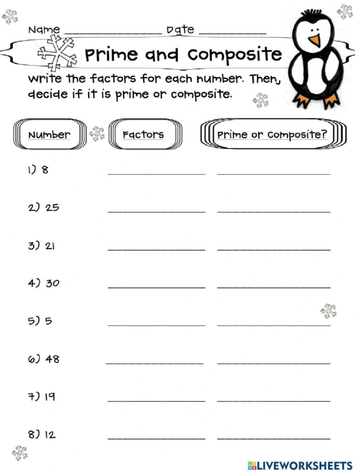 Practice identifying prime numbers with this engaging worksheet for fourth graders Worksheet for identifying prime numbers through solving equations