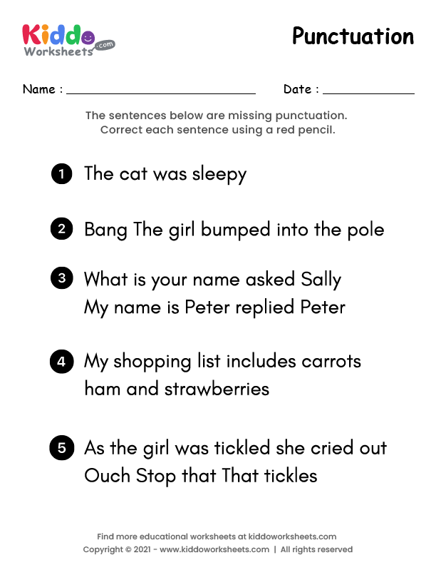 Punctuating Your Letter worksheet exercise number 16 Fourth grade student completing a Punctuating Your Letter worksheet for alphabet skills