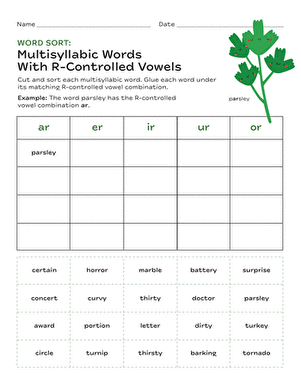 Students playing a board game to practice reading and creating multisyllabic words containing r-controlled vowels for fourth grade phonics instruction