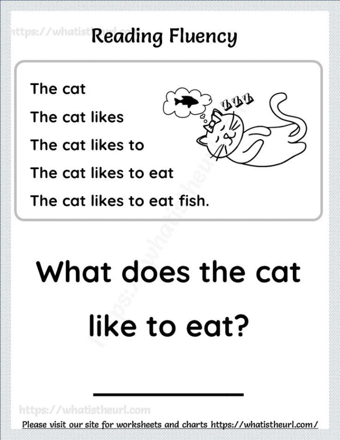 Fourth grade student practicing reading fluency with a Through the Looking-Glass worksheet excerpt