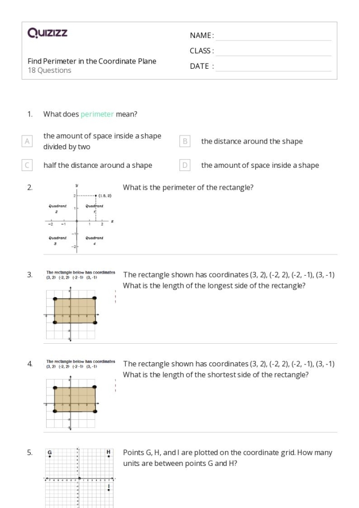 Find the Rectangle's Perimeter worksheet for fourth-grade students Worksheet for calculating the perimeter of rectangles in a fourth-grade geometry lesson