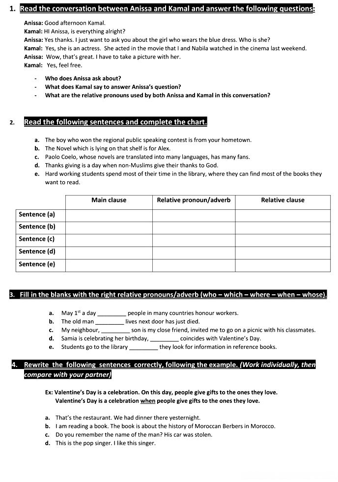 Relative Pronouns Practice Worksheet for 4th Grade Worksheet for identifying relative pronouns in sentences for fourth graders
