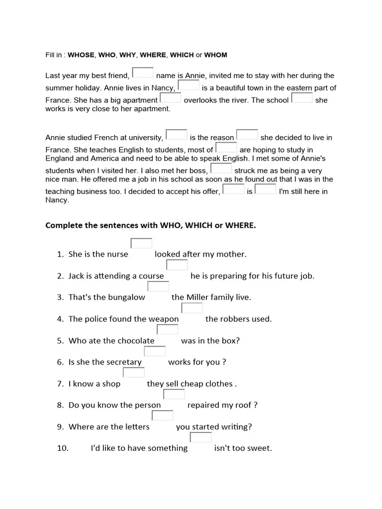 Grammar practice worksheet featuring relative pronouns for students Worksheet for identifying relative pronouns in sentences for fourth graders