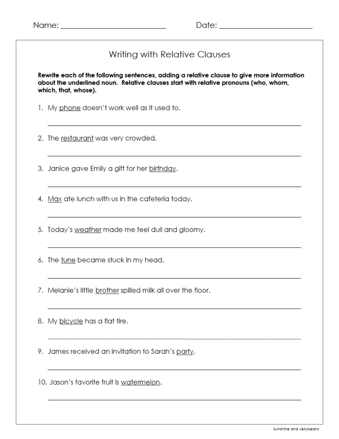 Identify Relative Pronouns Worksheet for Grade 4 Students Worksheet featuring exercises on identifying relative pronouns for fourth graders