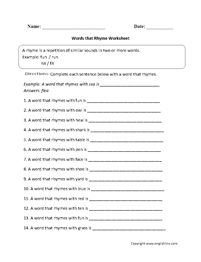 Engaging worksheet to help students identify and practice rhyme schemes in poems Rhyme Scheme Practice worksheet for fourth graders focusing on poetry and subtraction skills