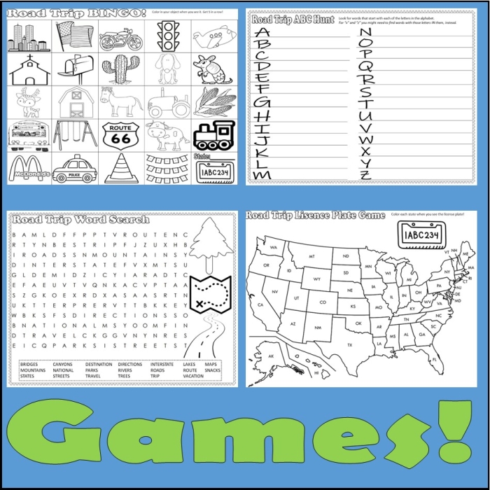 Numbers and Counting worksheet for Fourth Grade Colorful worksheet featuring road trip themed word problems for fourth graders. Engaging math activity to enhance addition, division, and reasoning skills.