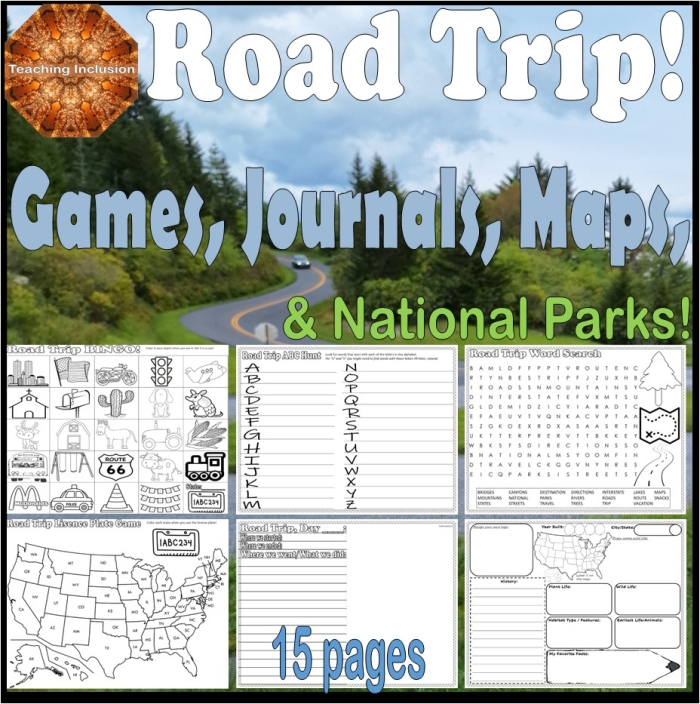 Road Trip Word Problems Worksheet for Numbers and Counting Activities Colorful worksheet featuring road trip themed math word problems for fourth graders