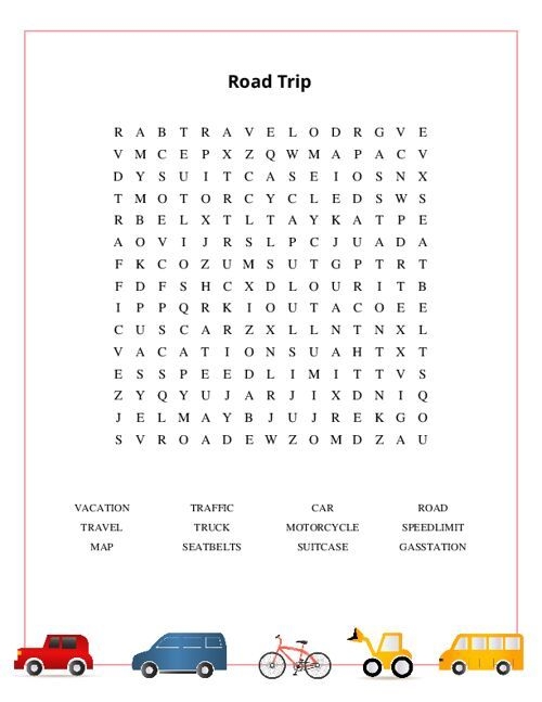 Road Trip Math Word Problems Worksheet for Fourth Grade Students colorful road trip themed worksheet featuring math word problems for fourth graders