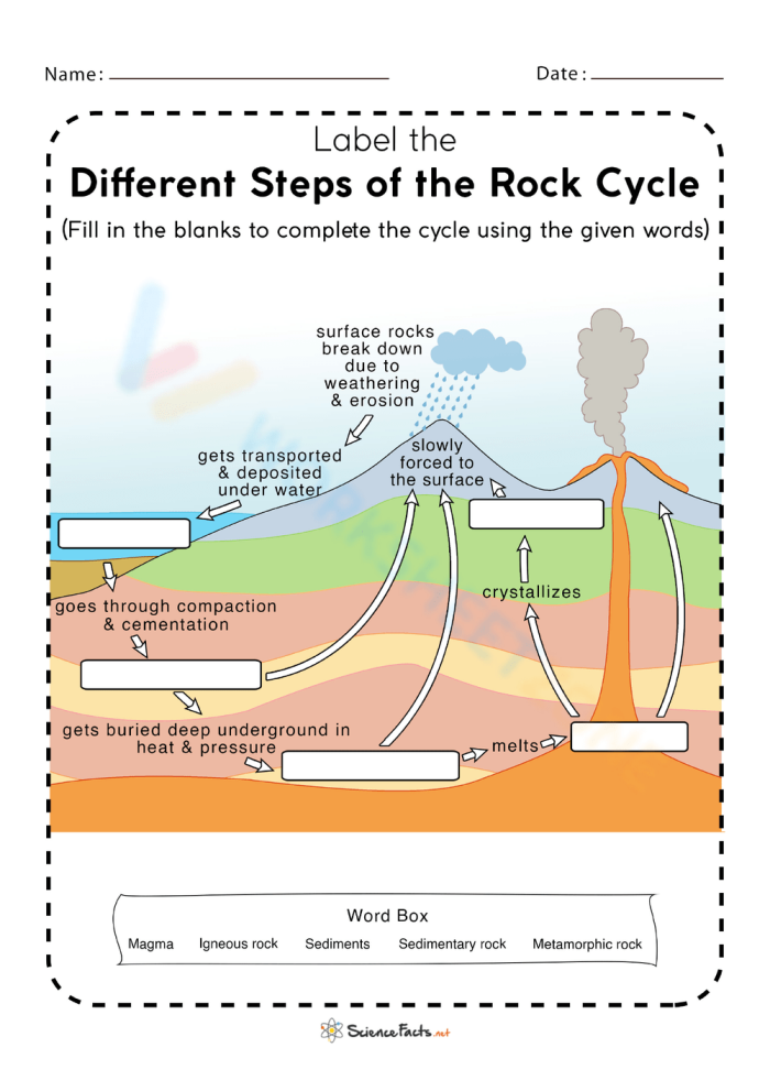 All About the Rock Cycle worksheet featuring a fun quiz and informative paragraph for fourth graders