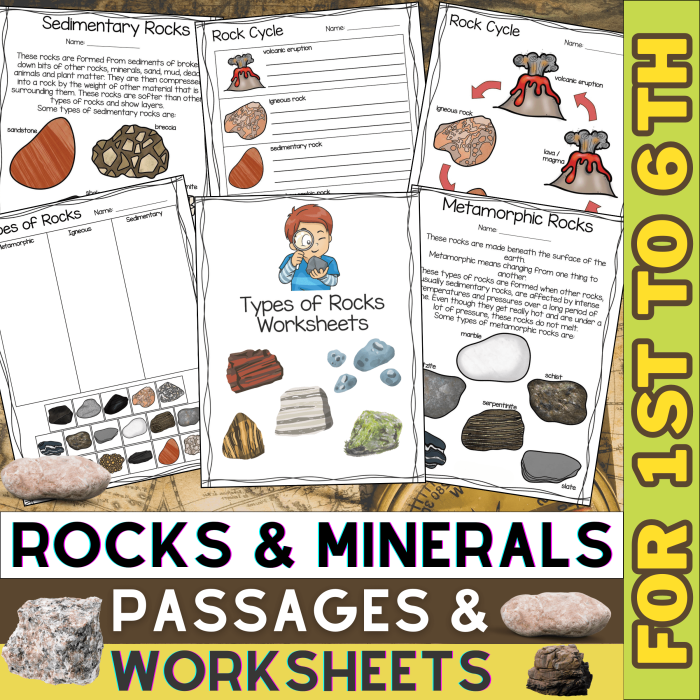 Worksheet featuring various rock formations for fourth-grade Earth and Space Science students