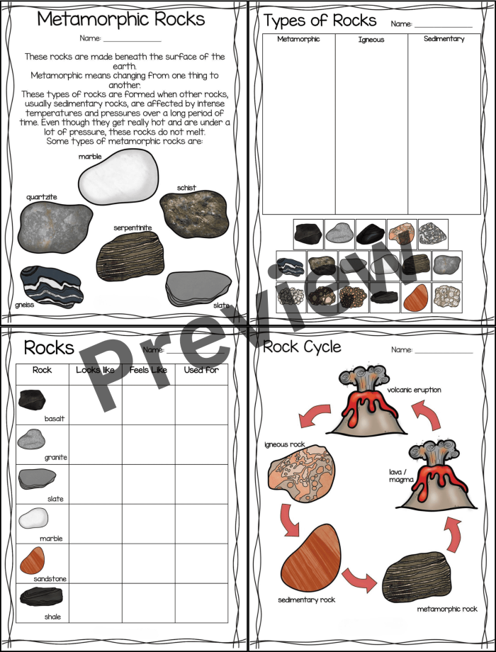 Fourth grade science student completing a colorful worksheet about identifying various natural rock formations