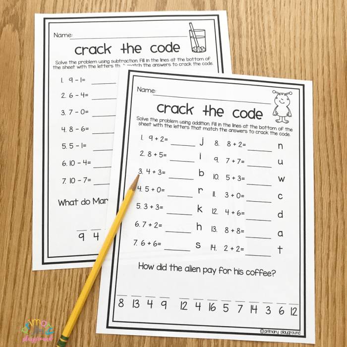 Engaging math puzzle for students to practice addition and decoding skills Fourth grade Secret Code Math worksheet featuring addition puzzles to decode