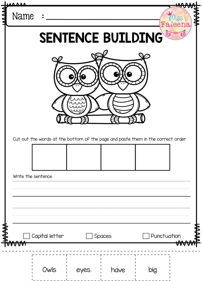 Fourth grade students learning sentence structure with subjects and predicates for the Building Sentences worksheet