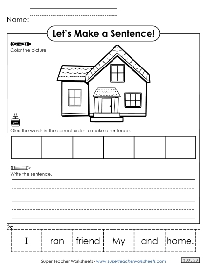 Fourth grade student worksheet focusing on building complete sentences with subjects and predicates