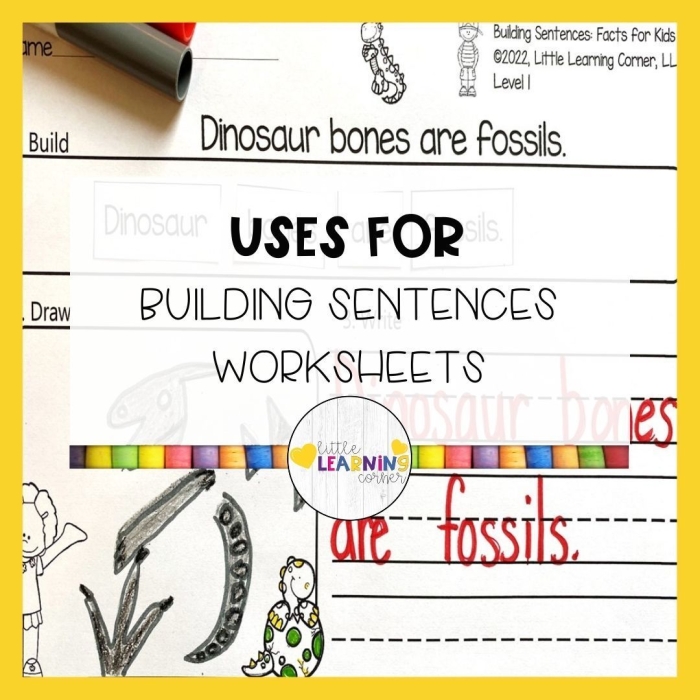 Fourth grade worksheet showing building sentences exercise with subject and predicate examples for students to complete