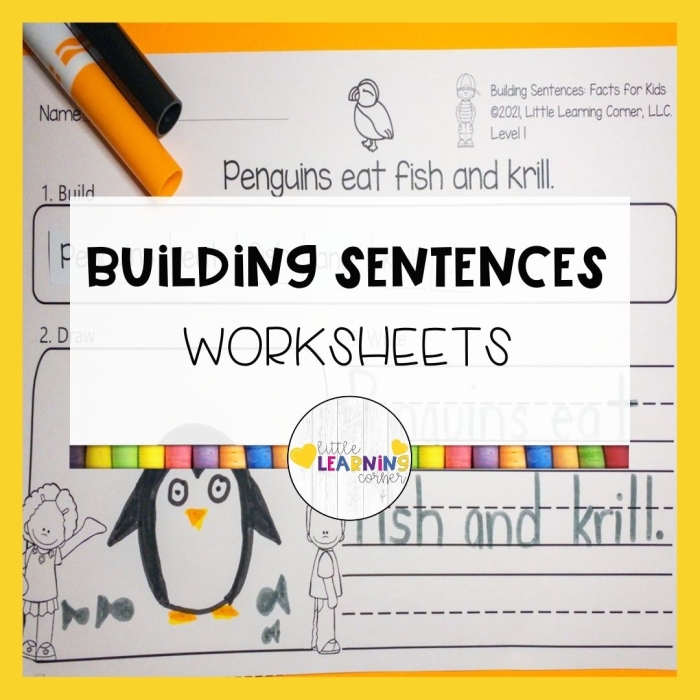 Fourth grade worksheet about building complete sentences with subjects and predicates