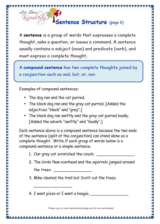 Engaging activities to enhance writing skills through sentence variety Worksheet displaying three sentence structures for fourth-grade phonics students