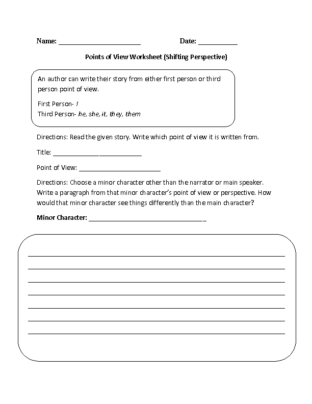 Fourth grade students practice changing perspectives by rewriting narrative passages on this point of view worksheet