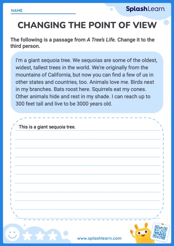 Worksheet for shifting points of view in fourth-grade addition activities