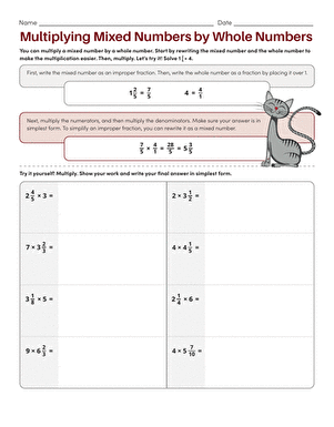 Simple Fractions with Sylvia Worksheet 1 Fourth grade student working on a Simple Fractions with Sylvia worksheet featuring cartoon characters