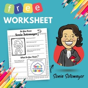 Sonia Sotomayor biography worksheet for fourth graders exploring her childhood challenges