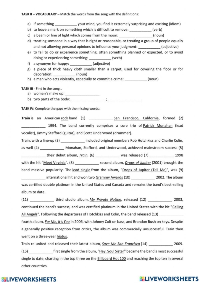 Worksheet exploring the history of soul music and its impact on African-American culture