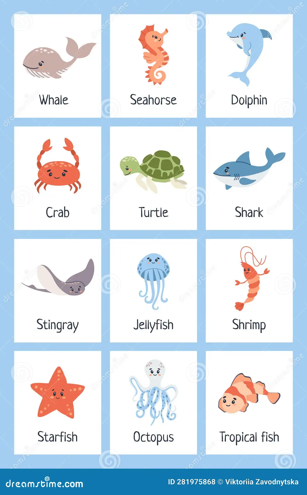 Spanish Sea Creatures worksheet featuring various marine animals in Spanish