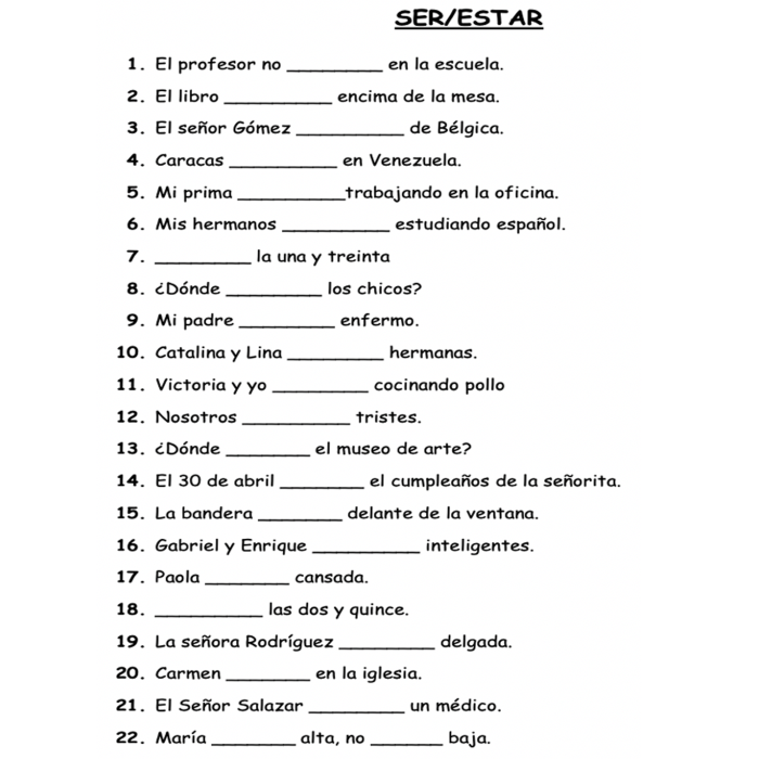 Fourth grade Spanish verbs sight words worksheet for beginning language students