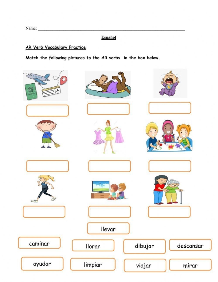 List of essential Spanish verbs for fourth graders to practice