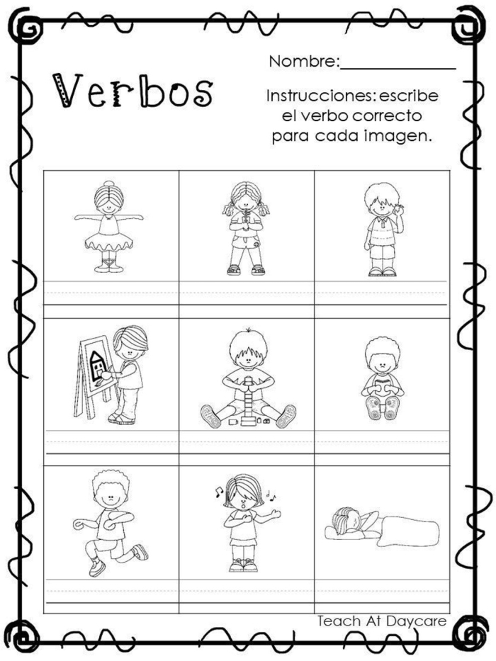 Spanish verbs worksheet designed for fourth graders to enhance vocabulary skills