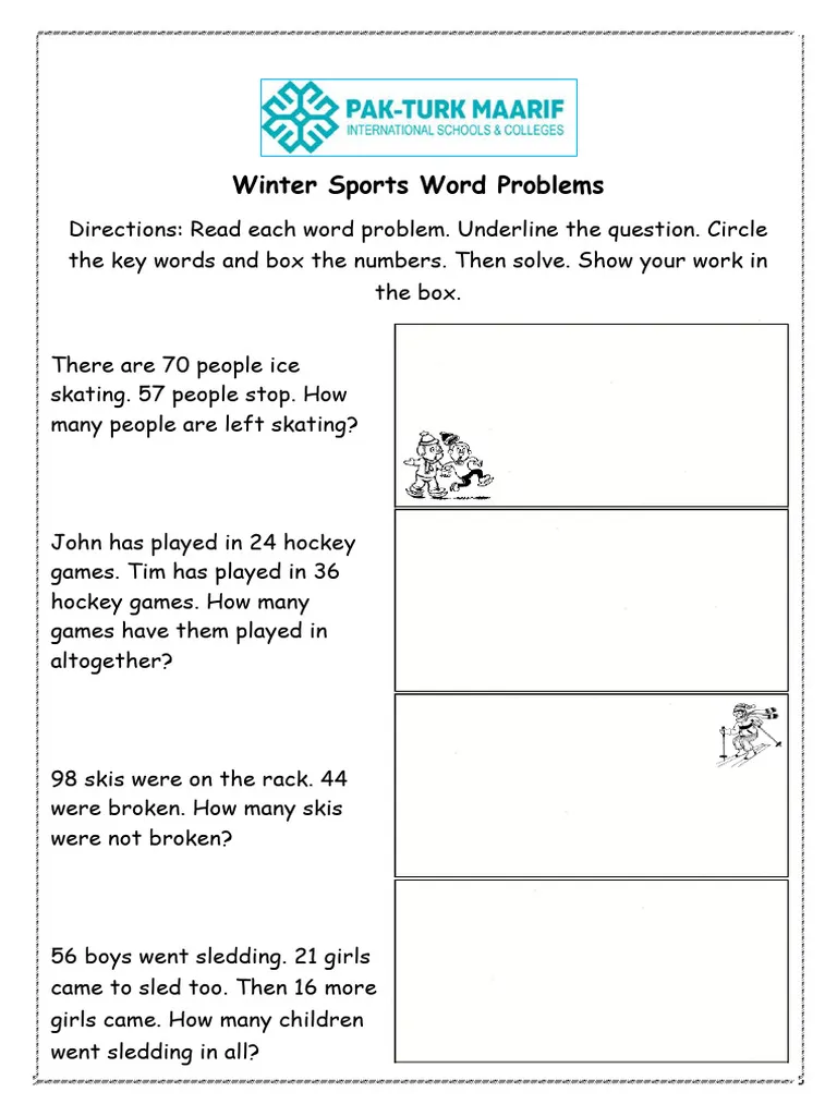 Fourth grade students practice math skills with a collection of sports themed word problems