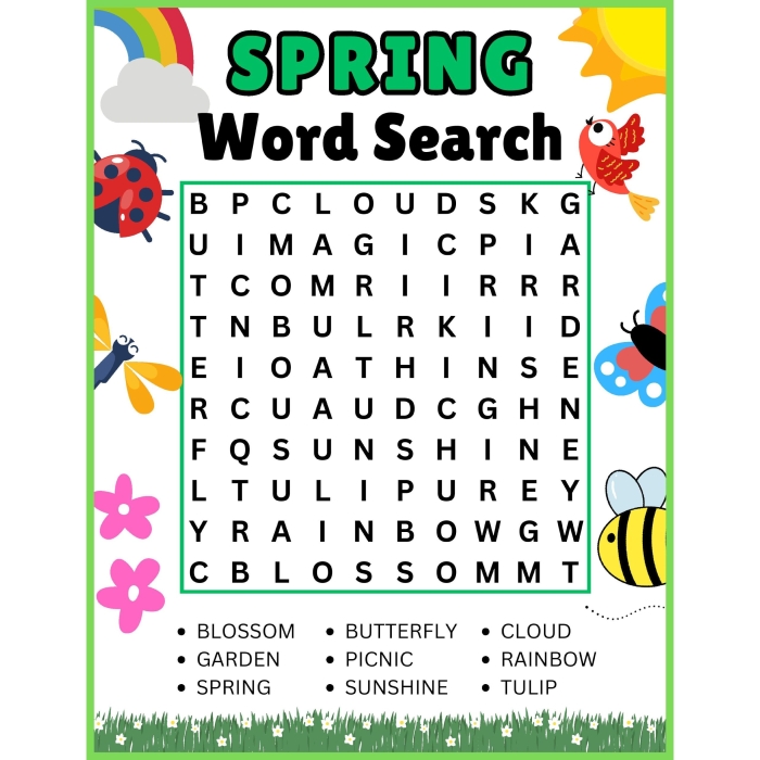 Fourth grade subtraction worksheet featuring colorful spring themed math word problems